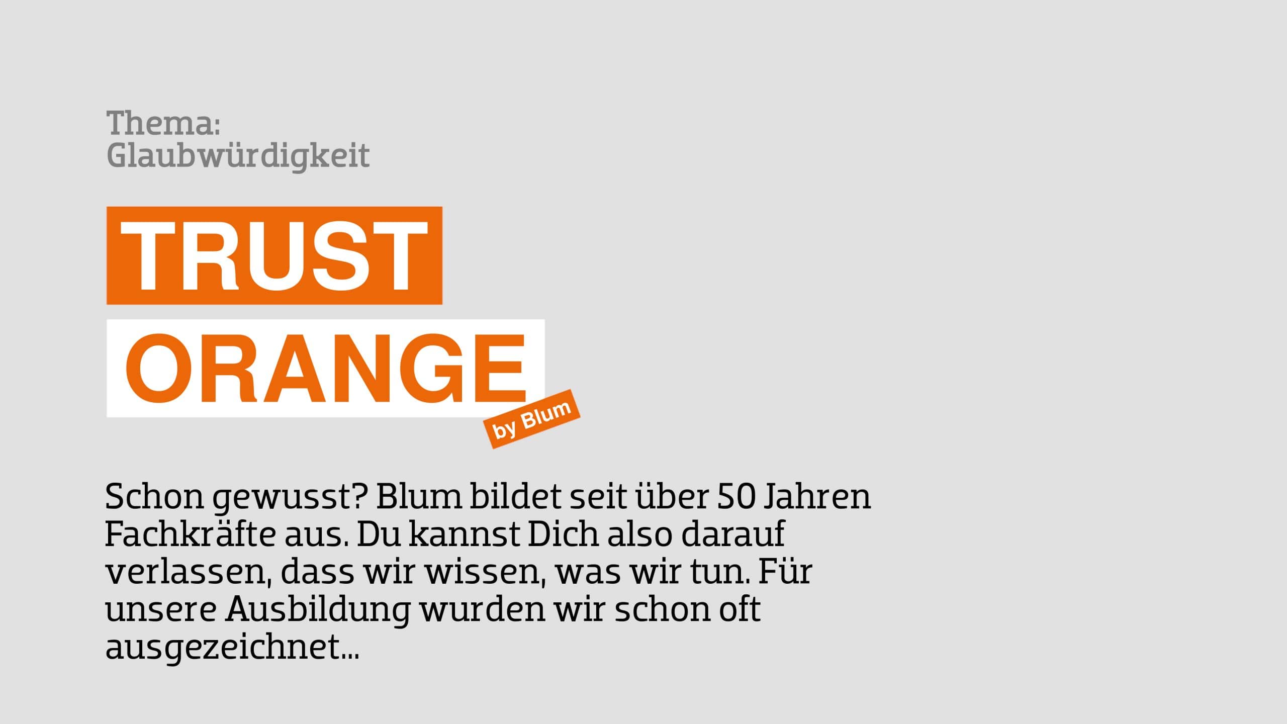 Blum Lehrlingswerbung Kampagne Start Orange