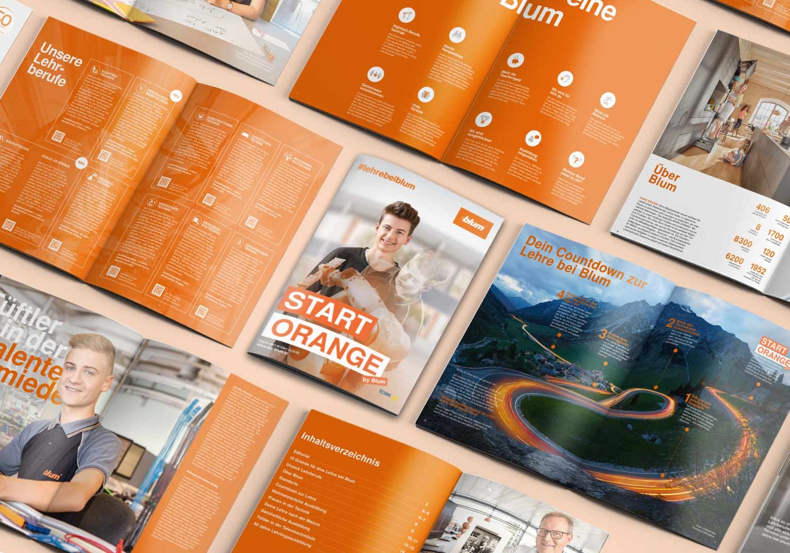Blum Lehrlingswerbung Kampagne Start Orange Lehrlingsmagazin
